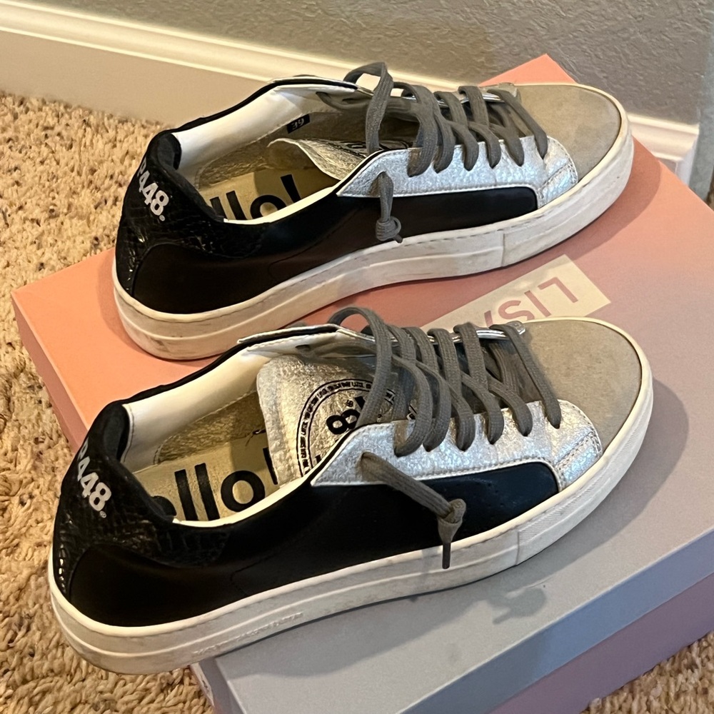 P448, Silver/Black Sneakers, Size 39 - Picture 5 of 9